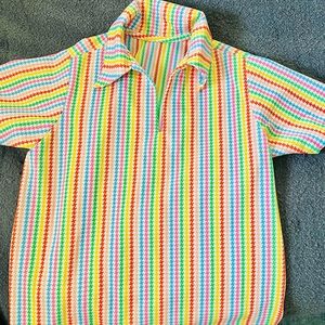 Vintage 70s Cute Bright Yellow Stripes Rainbow shirt